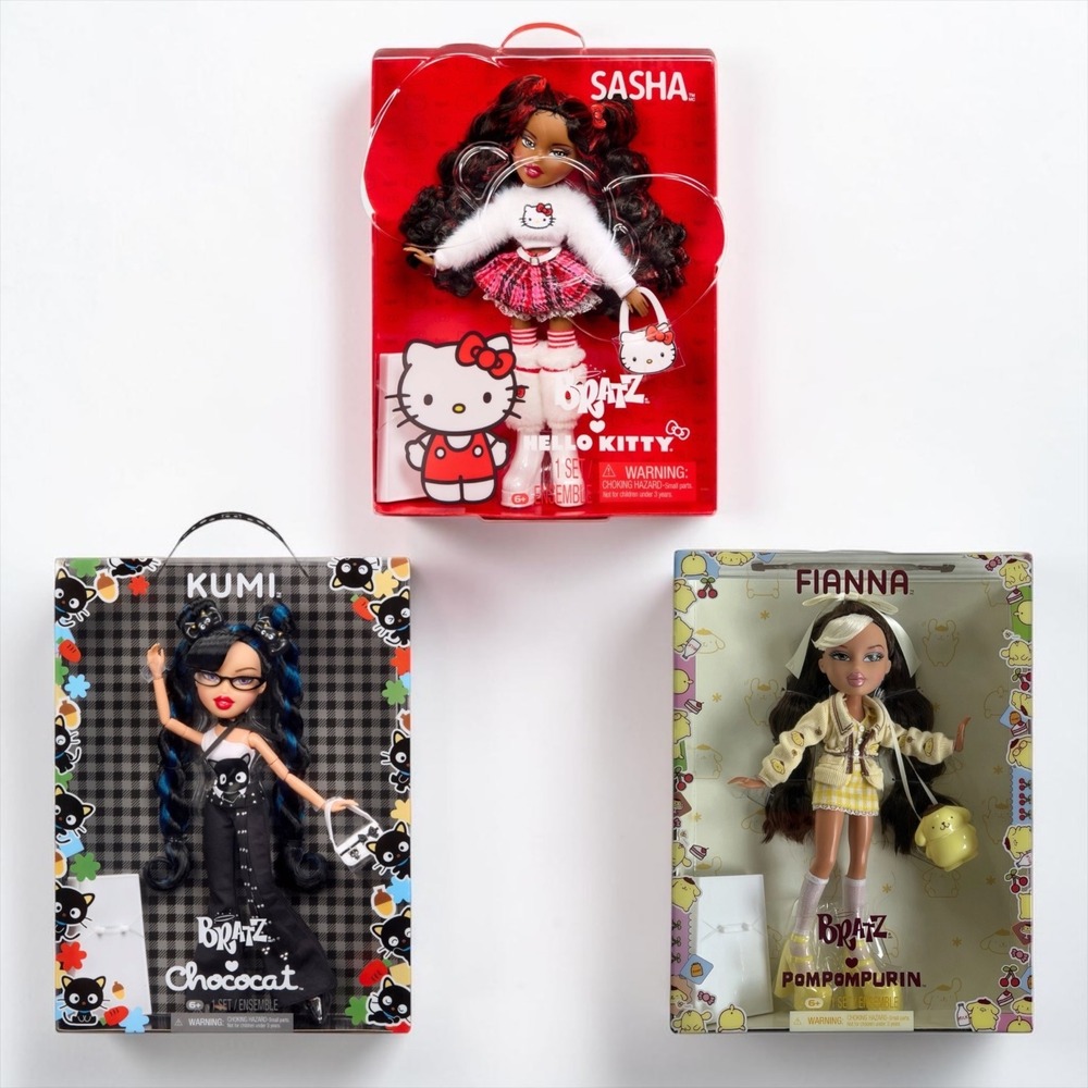 Bratz Sanrio Chococat Kumi Pompompurin Fianna Hello Kitty Sasha Bundle 3 Dolls